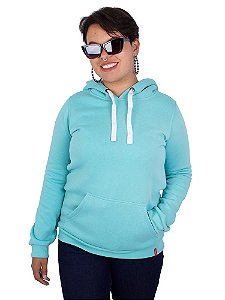 Moletom Canguru Feminino Básico Azul Celeste