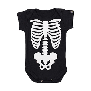 Body Bebê Esqueleto Half Face Preto