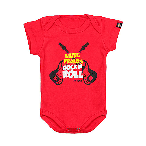 Body Bebê Leite Fralda e Rock N Roll Vermelho