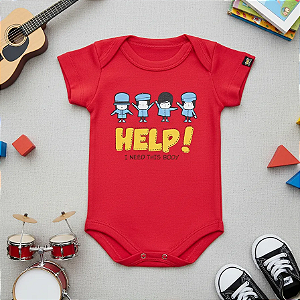 Body Bebê The Beatles Help Vermelho
