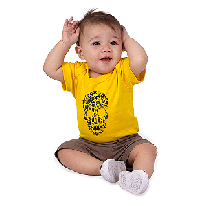 Body Bebê Caveira Elementos Amarelo