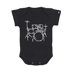 Body Bebê Bateria Line Drum Preto