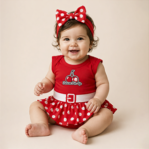 Body Bebê Futura Pin Up Com Saia Vermelho