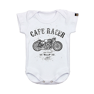 Body Bebê Moto Café Racer Branco