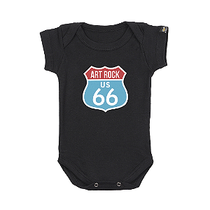 Body Bebê ArtRock Route 66 Preto