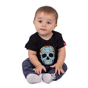 Body Bebê Caveira Mexicana Preto