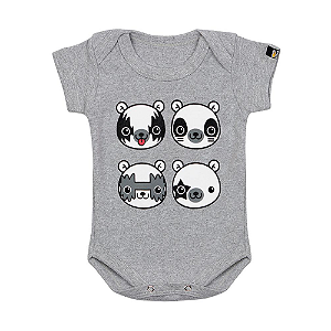 Body Bebê Kiss Bear Cinza Mescla