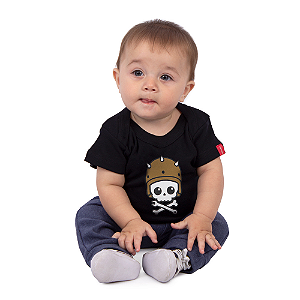 Body Bebê Caveirinha Motoqueira Preto
