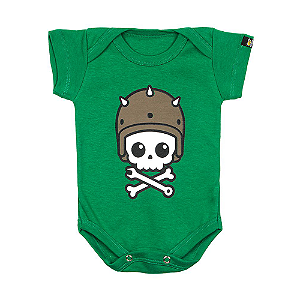 Body Bebê Caveirinha Motoqueira Verde
