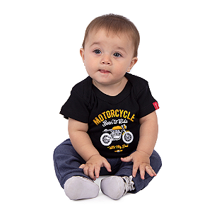 Body Bebê Moto Com Papai Preto