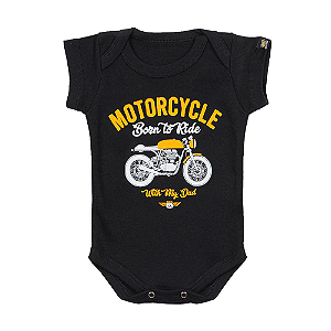 Body Bebê Moto Com Papai Preto