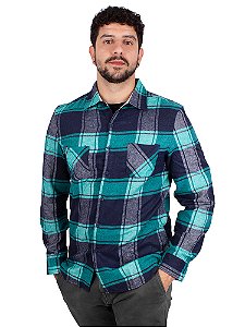 Camisa Xadrez Flanela Azul e Verde