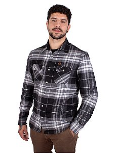 Camisa Xadrez Flanela Preto e Cinza