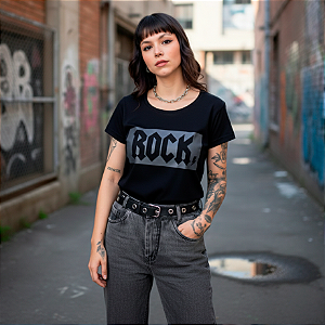 Camiseta Feminina Rock Preta