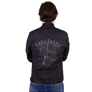 Jaqueta Jeans Lavado Hard Guitar Preta