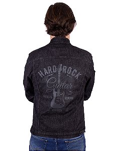 Jaqueta Jeans Lavado Hard Guitar Preta