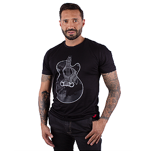 Camiseta Violão Acústico Preta.