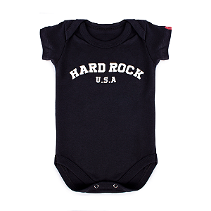 Body Bebê Hard Rock Relevo - Preto