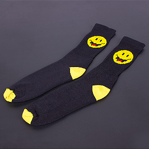 Meia Cano Longo Smile Risada - Preta