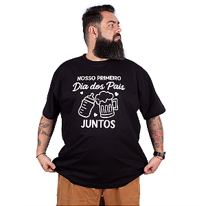 Camiseta Plus Size Primeiro Dia Dos Pais Preta.