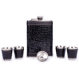 Kit Cantil 6 Peças - Aço Inoxidável e Couro