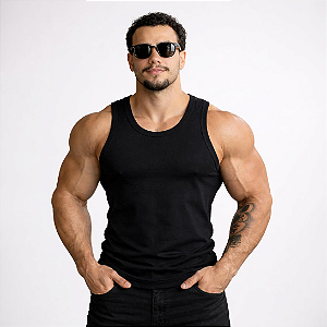 Regata Masculina Americana Canelada - Preta
