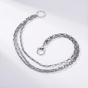 Chaveiro de Corrente Tripla Argolas Cromado