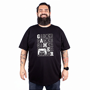 Camiseta Plus Size Multi Gamer - Preta.