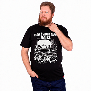 Camiseta Plus Size Video Game Raiz - Preta.