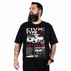 Camiseta Plus Size Civic Type R - Preta.