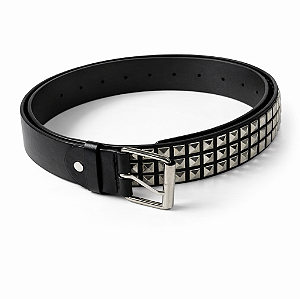 Cinto Punk de Couro com Rebites - Preto