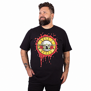 Camiseta Plus Size Guns N' Roses Blood Bullet - Preta Oficial