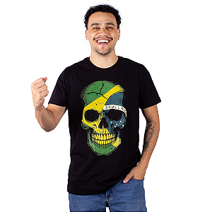 Camiseta Brasil Skull Rider - Preta