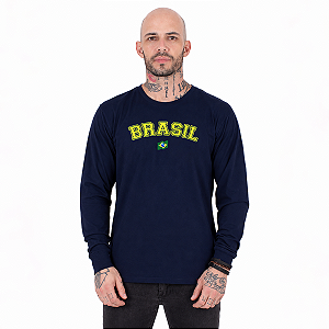 Camiseta Manga Longa Brasil Clássico - Marinho