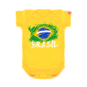 Body Bebê Brasil Bandeira 2026 - Amarelo
