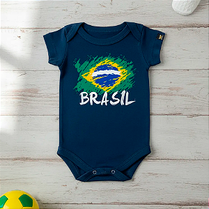 Body Bebê Brasil Bandeira 2026 - Marinho