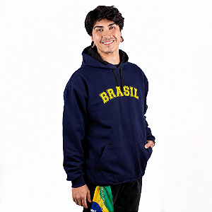 Moletom Canguru Brasil Clássico - Marinho