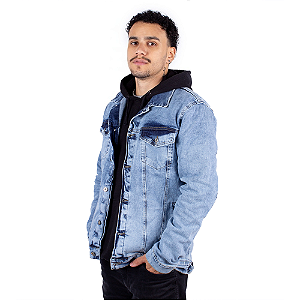 Jaqueta Jeans Masculina - Azul Denim Manchado