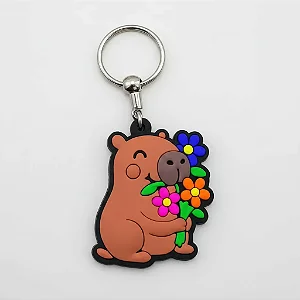 Chaveiro Capivara com Flores - Emborrachado