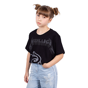 Camiseta Teen Metallica Black Álbum Preta - Oficial