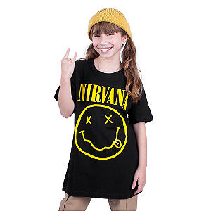 Camiseta Teen Nirvana Smile Preta - Oficial
