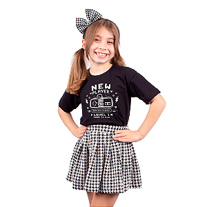 Camiseta Infantil New Player Level 1 - Preta
