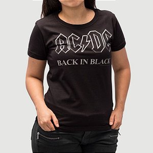 Camiseta Feminina ACDC Back in Black Preta Oficial