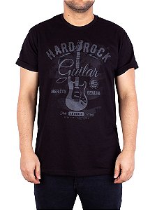 Camiseta Rock Hard Guitar Preta.