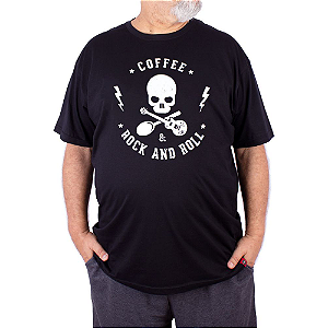 Camiseta Plus size Rock Coffee Preta.