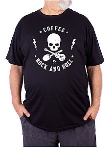 Camiseta Plus size Rock Coffee Preta.