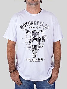 Camiseta Moto Ride Branca.