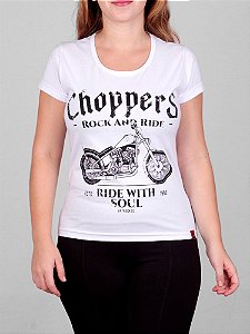 Camiseta Feminina Moto Choppers Soul Branca