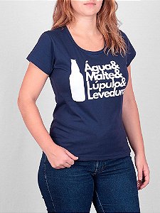 Camiseta Feminina Cerveja Levedura Marinho