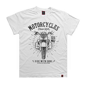 Camiseta Juvenil Moto Ride Branca.